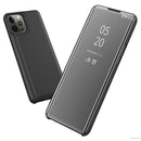 Plated Mirror Horizontal Flip Leather Case with Holder For iPhone 13 Pro Max(Rose Gold)