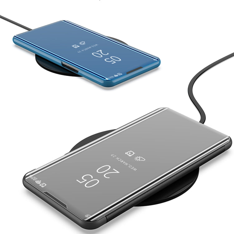 Plated Mirror Horizontal Flip Leather Case with Holder For iPhone 13 Pro Max(Purple)