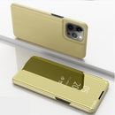Plated Mirror Horizontal Flip Leather Case with Holder For iPhone 13 Pro Max(Gold)