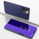 Plated Mirror Horizontal Flip Leather Case with Holder For iPhone 13 Pro Max(Purple Blue)