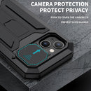 R-JUST Sliding Camera Shockproof Waterproof Dust-proof Metal + Silicone Protective Case with Holder For iPhone 13 mini(Black)