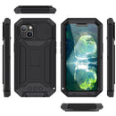 R-JUST Sliding Camera Shockproof Waterproof Dust-proof Metal + Silicone Protective Case with Holder For iPhone 13(Black)