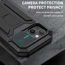 R-JUST Sliding Camera Shockproof Waterproof Dust-proof Metal + Silicone Protective Case with Holder For iPhone 13(Black)