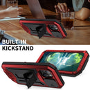 R-JUST Sliding Camera Shockproof Waterproof Dust-proof Metal + Silicone Protective Case with Holder For iPhone 13(Red)