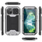 R-JUST Sliding Camera Shockproof Waterproof Dust-proof Metal + Silicone Protective Case with Holder For iPhone 13(Silver)
