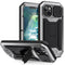 R-JUST Sliding Camera Shockproof Waterproof Dust-proof Metal + Silicone Protective Case with Holder For iPhone 13(Silver)