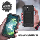 R-JUST Sliding Camera Shockproof Waterproof Dust-proof Metal + Silicone Protective Case with Holder For iPhone 13 Pro(Black)