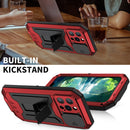 R-JUST Sliding Camera Shockproof Waterproof Dust-proof Metal + Silicone Protective Case with Holder For iPhone 13 Pro(Red)