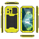 R-JUST Sliding Camera Shockproof Waterproof Dust-proof Metal + Silicone Protective Case with Holder For iPhone 13 Pro(Yellow)