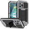 R-JUST Sliding Camera Shockproof Waterproof Dust-proof Metal + Silicone Protective Case with Holder For iPhone 13 Pro(Silver)