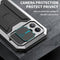 R-JUST Sliding Camera Shockproof Waterproof Dust-proof Metal + Silicone Protective Case with Holder For iPhone 13 Pro(Silver)