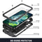 R-JUST Sliding Camera Shockproof Waterproof Dust-proof Metal + Silicone Protective Case with Holder For iPhone 13 Pro Max(Black)