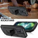 R-JUST Sliding Camera Shockproof Waterproof Dust-proof Metal + Silicone Protective Case with Holder For iPhone 13 Pro Max(Black)