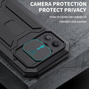 R-JUST Sliding Camera Shockproof Waterproof Dust-proof Metal + Silicone Protective Case with Holder For iPhone 13 Pro Max(Black)