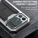 R-JUST Sliding Camera Shockproof Waterproof Dust-proof Metal + Silicone Protective Case with Holder For iPhone 13 Pro Max(Silver)