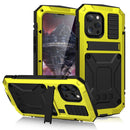 R-JUST Shockproof Waterproof Dust-proof Metal + Silicone Protective Case with Holder For iPhone 13 Pro(Yellow)