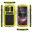 R-JUST Shockproof Waterproof Dust-proof Metal + Silicone Protective Case with Holder For iPhone 13 Pro(Yellow)
