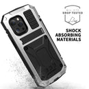 R-JUST Shockproof Waterproof Dust-proof Metal + Silicone Protective Case with Holder For iPhone 13 Pro(Silver)
