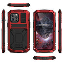 R-JUST Shockproof Waterproof Dust-proof Metal + Silicone Protective Case with Holder For iPhone 13 Pro Max(Red)