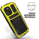 R-JUST Shockproof Waterproof Dust-proof Metal + Silicone Protective Case with Holder For iPhone 13 Pro Max(Yellow)