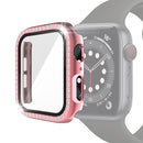 Electroplating PC Single Row Diamond Protective Case with Tempered Glass Film For Apple Watch Series 3 & 2 & 1 42mm(Rose Pink)