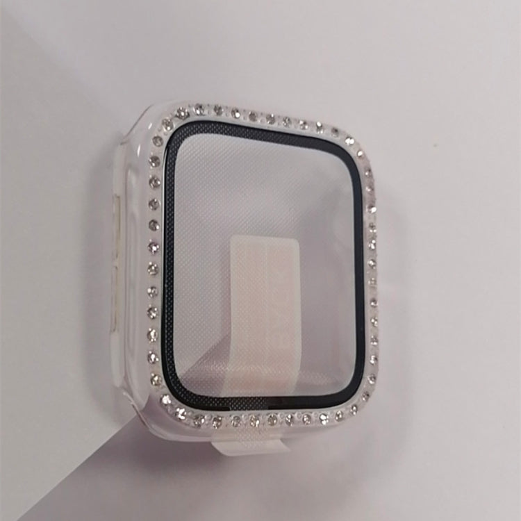 Electroplating PC Single Row Diamond Protective Case with Tempered Glass Film For Apple Watch Series 3 & 2 & 1 42mm(Transparent)