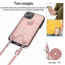 Shockproof PU Leather + TPU Protective Case with Card Slot & Lanyard For iPhone 13 mini(Rose Gold)