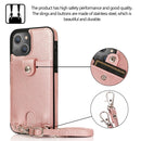 Shockproof PU Leather + TPU Protective Case with Card Slot & Lanyard For iPhone 13 mini(Rose Gold)