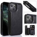 Double Buckle Shockproof PU Protective Case with Card Slots & Holder For iPhone 13(Black)
