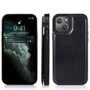 Double Buckle Shockproof PU Protective Case with Card Slots & Holder For iPhone 13(Black)