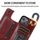 Double Buckle Shockproof PU Protective Case with Card Slots & Holder For iPhone 13(Brown)