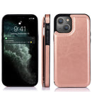 Double Buckle Shockproof PU Protective Case with Card Slots & Holder For iPhone 13(Rose Gold)