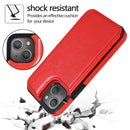 Double Buckle Shockproof PU Protective Case with Card Slots & Holder For iPhone 13(Red)