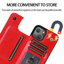 Double Buckle Shockproof PU Protective Case with Card Slots & Holder For iPhone 13(Red)