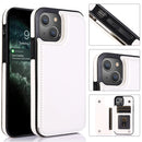 Double Buckle Shockproof PU Protective Case with Card Slots & Holder For iPhone 13(White)