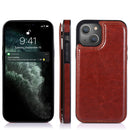 For iPhone 13 mini Double Buckle Shockproof PU Protective Case with Card Slots & Holder For iPhone 13 Mini(Brown)