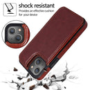 For iPhone 13 mini Double Buckle Shockproof PU Protective Case with Card Slots & Holder For iPhone 13 Mini(Brown)