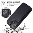 Double Buckle Shockproof PU Protective Case with Card Slots & Holder For iPhone 13 Pro Max(Black)