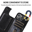 Double Buckle Shockproof PU Protective Case with Card Slots & Holder For iPhone 13 Pro Max(Black)
