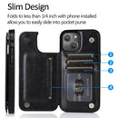 Double Buckle Shockproof PU Protective Case with Card Slots & Holder For iPhone 13 Pro Max(Black)