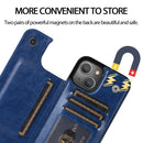 Double Buckle Shockproof PU Protective Case with Card Slots & Holder For iPhone 13 Pro Max(Blue)