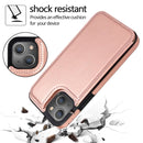 Double Buckle Shockproof PU Protective Case with Card Slots & Holder For iPhone 13 Pro Max(Rose Gold)