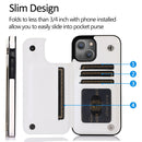 Double Buckle Shockproof PU Protective Case with Card Slots & Holder For iPhone 13 Pro Max(White)