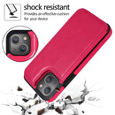 Double Buckle Shockproof PU Protective Case with Card Slots & Holder For iPhone 13 Pro Max(Rose Red)