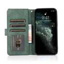 Skin-feel Crazy Horse Texture Zipper Wallet Bag Horizontal Flip Leather Case with Holder & Card Slots & Wallet & Lanyard For iPhone 13 Pro Max(Dark Green)