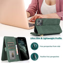 Skin-feel Crazy Horse Texture Zipper Wallet Bag Horizontal Flip Leather Case with Holder & Card Slots & Wallet & Lanyard For iPhone 13 Pro Max(Dark Green)