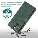 Skin-feel Crazy Horse Texture Zipper Wallet Bag Horizontal Flip Leather Case with Holder & Card Slots & Wallet & Lanyard For iPhone 13 Pro Max(Dark Green)