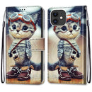 Coloured Drawing Cross Texture Horizontal Flip PU Leather Case with Holder & Card Slots & Wallet & Lanyard For iPhone 13 mini(Leather Shoes Cat)