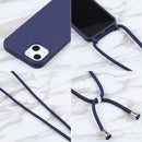 For iPhone 13 mini Candy Colors TPU Protective Case with Lanyard (Dark Blue)