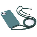 Candy Colors TPU Protective Case with Lanyard For iPhone 13 mini(Dark Green)